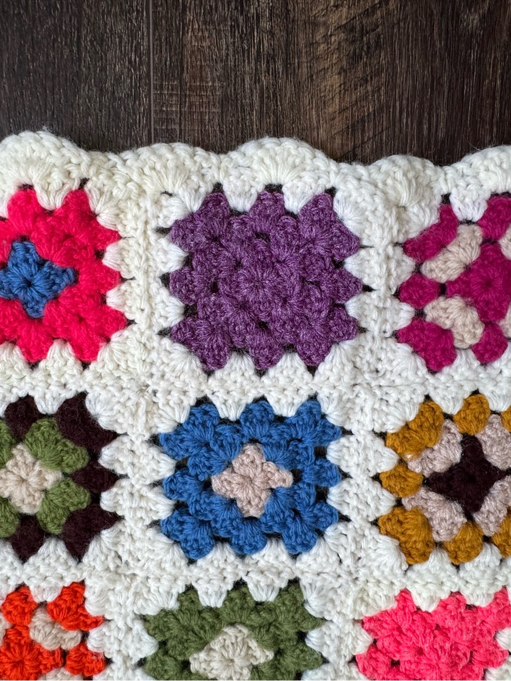 Handmade Multicolor Crochet Granny Square Blanket - Picture 3 of 5